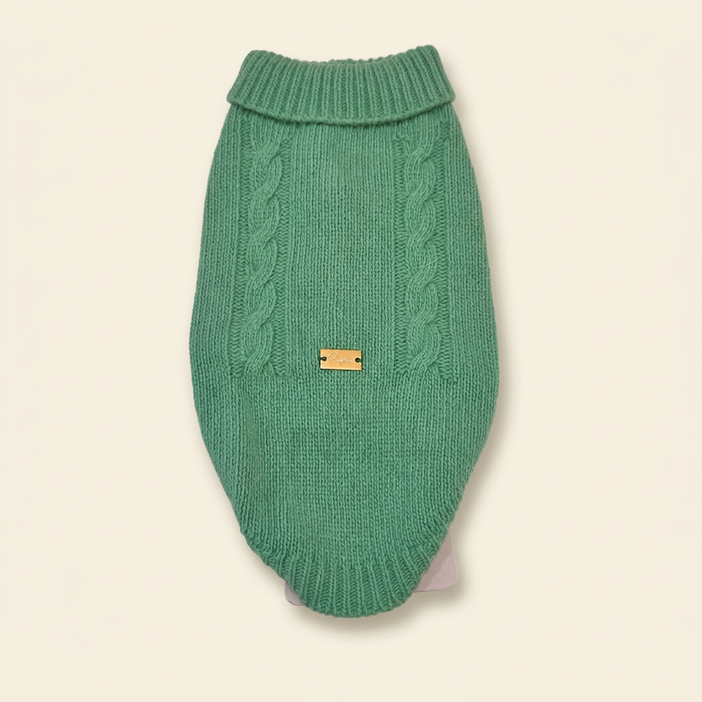 Maglioncino verde treccia